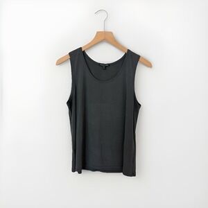 Eileen Fisher Top M Gray Silk Scoop Neck Shell Tank Minimalist Capsule